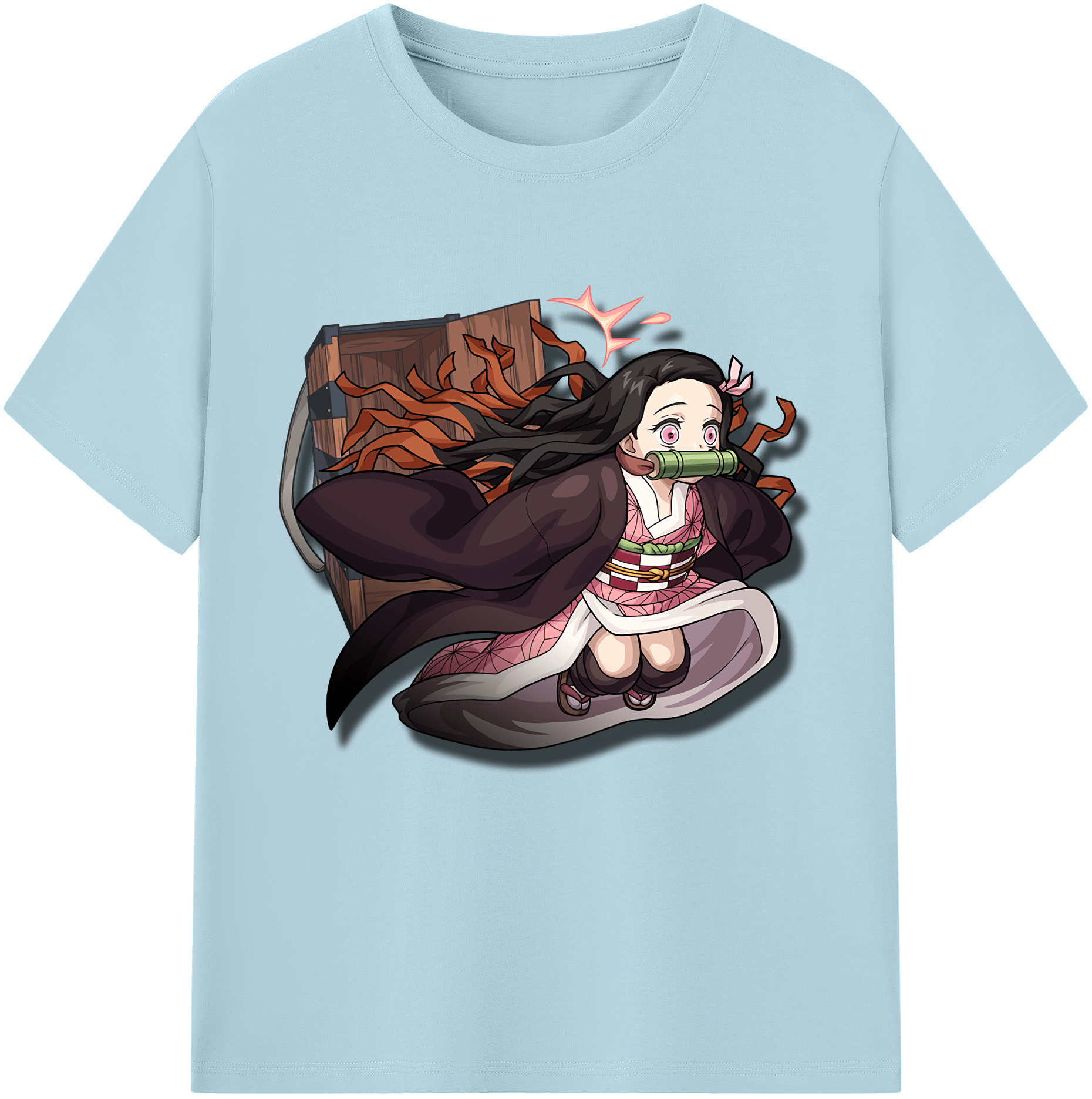 （画像用） 鬼滅の刃（きめつのやいば）竈門 禰󠄀豆子／かまど ねずこ Kamado Nezuko 綿100％半袖Tシャツ（フロントプリント）
